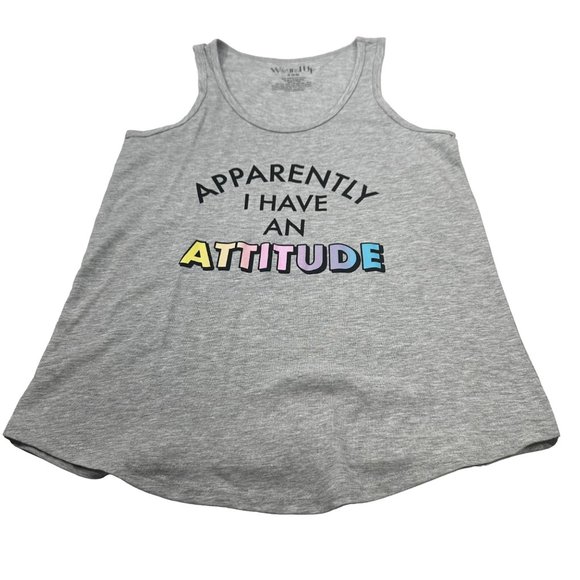 Wound Up Women's Size Small 3-5 Tank Top Apparently I Have An Attitude Gray New - Picture 1 of 9